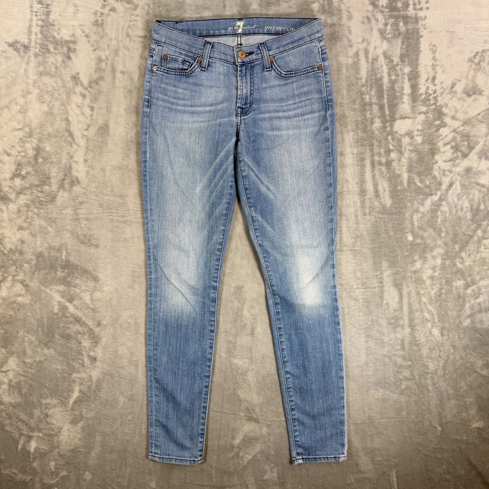 7‎ For All Mankind Gwenevere Skinny Jeans Women's Size 27 Blue Light Wash Denim